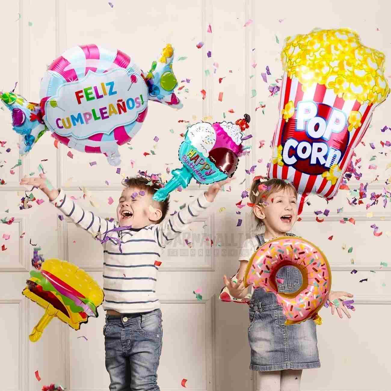 Kit Set Globo Feliz Cumpleaño Pop Corn Metalizado Candy